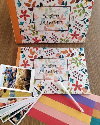 En Güzel Anılarımız Fotoğraf Albümü Anı Defteri Sticker Beyaz Kalem +20 Adet Fotoğraf Baskı + Kutu